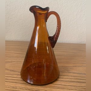 Vintage little amber glass pitcher